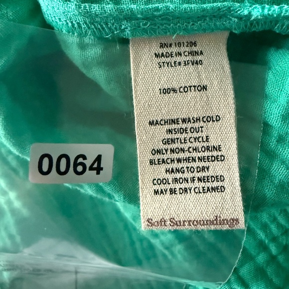 SOFT‎ SURROUNDINGS PETITE BLAINE GAUZE PULLOVER MINT LEAF SIZE PXS - Picture 8 of 8